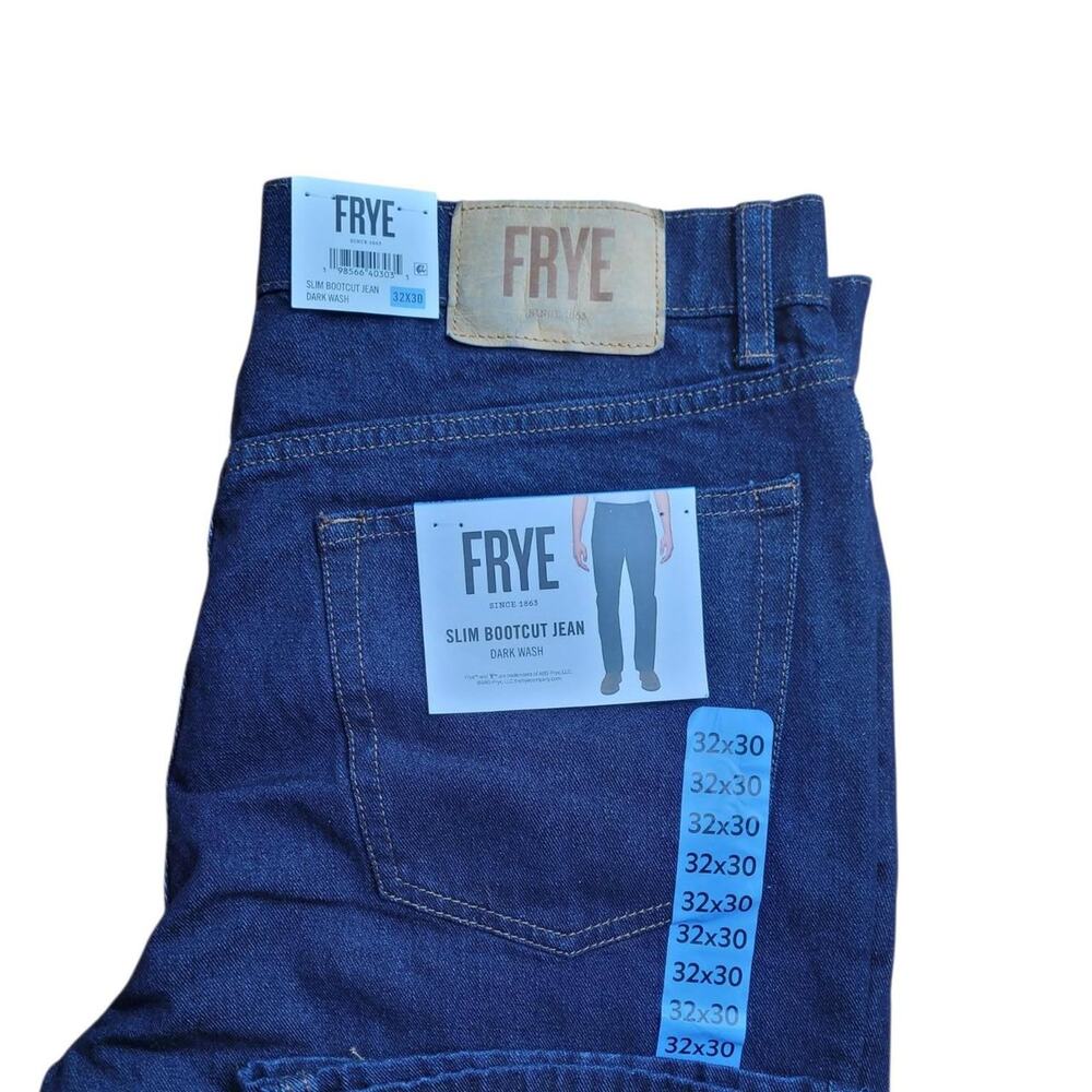 NWT Frye Men's Slim Bootcut Jeans in a dark wash, sized 32x30